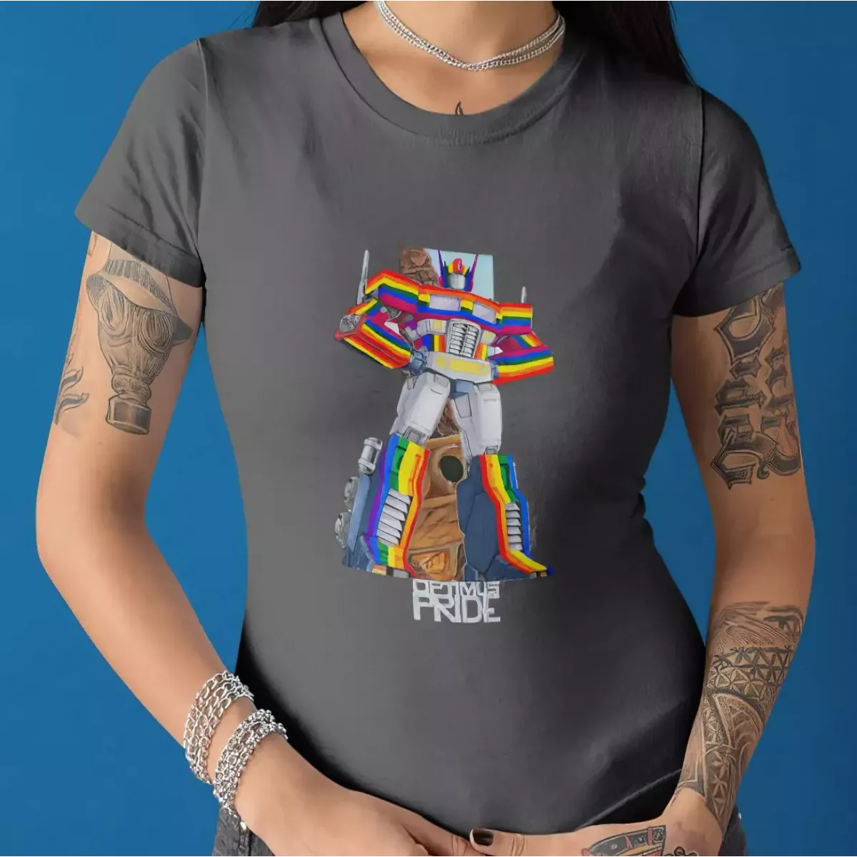 OPTIMUS PRIDE t-shirt femme col rond 100% coton