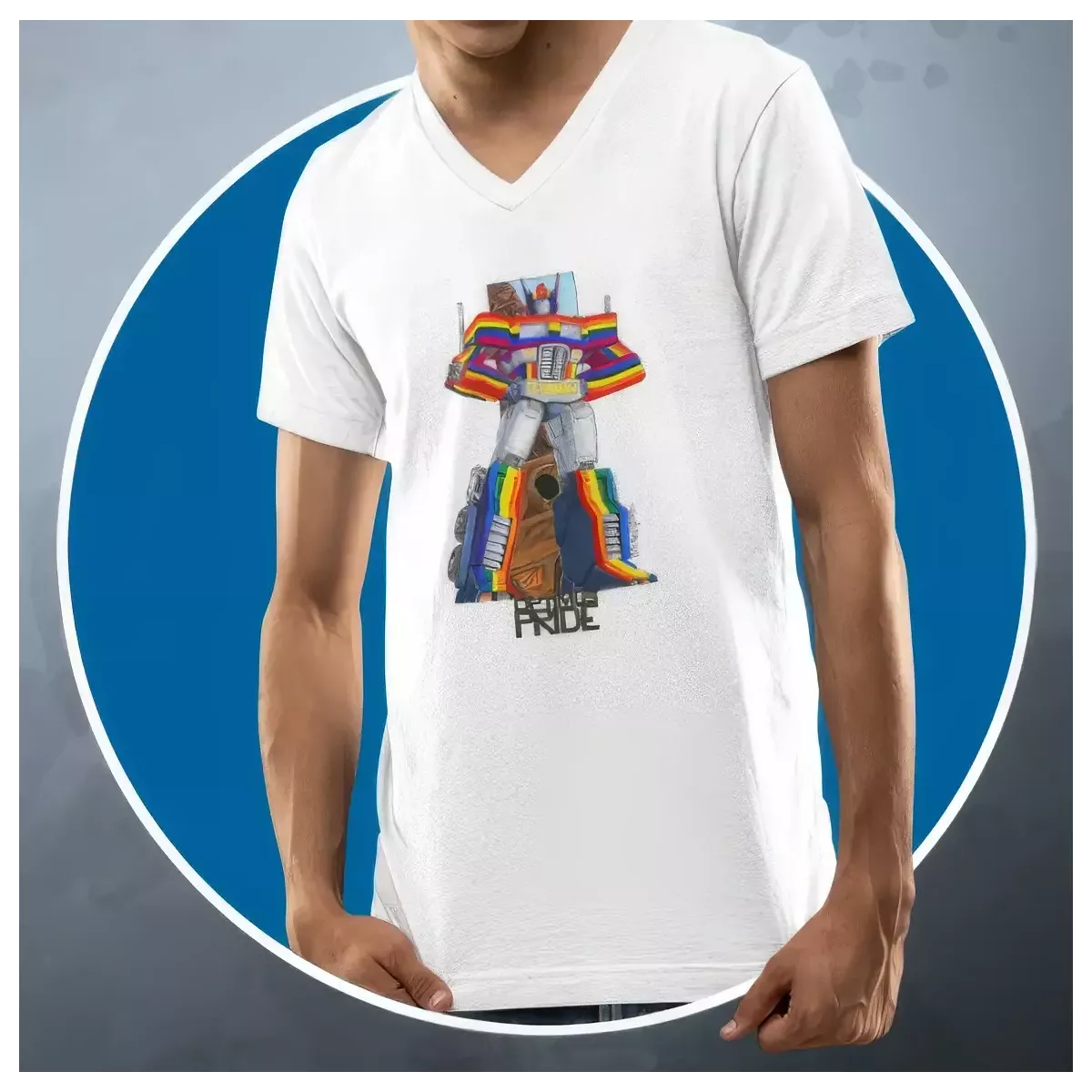 OPTIMUS PRIDE t-shirt homme col V 100% coton