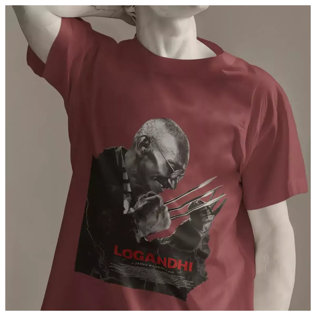 LOGANDHI t-shirt homme col rond 100% coton