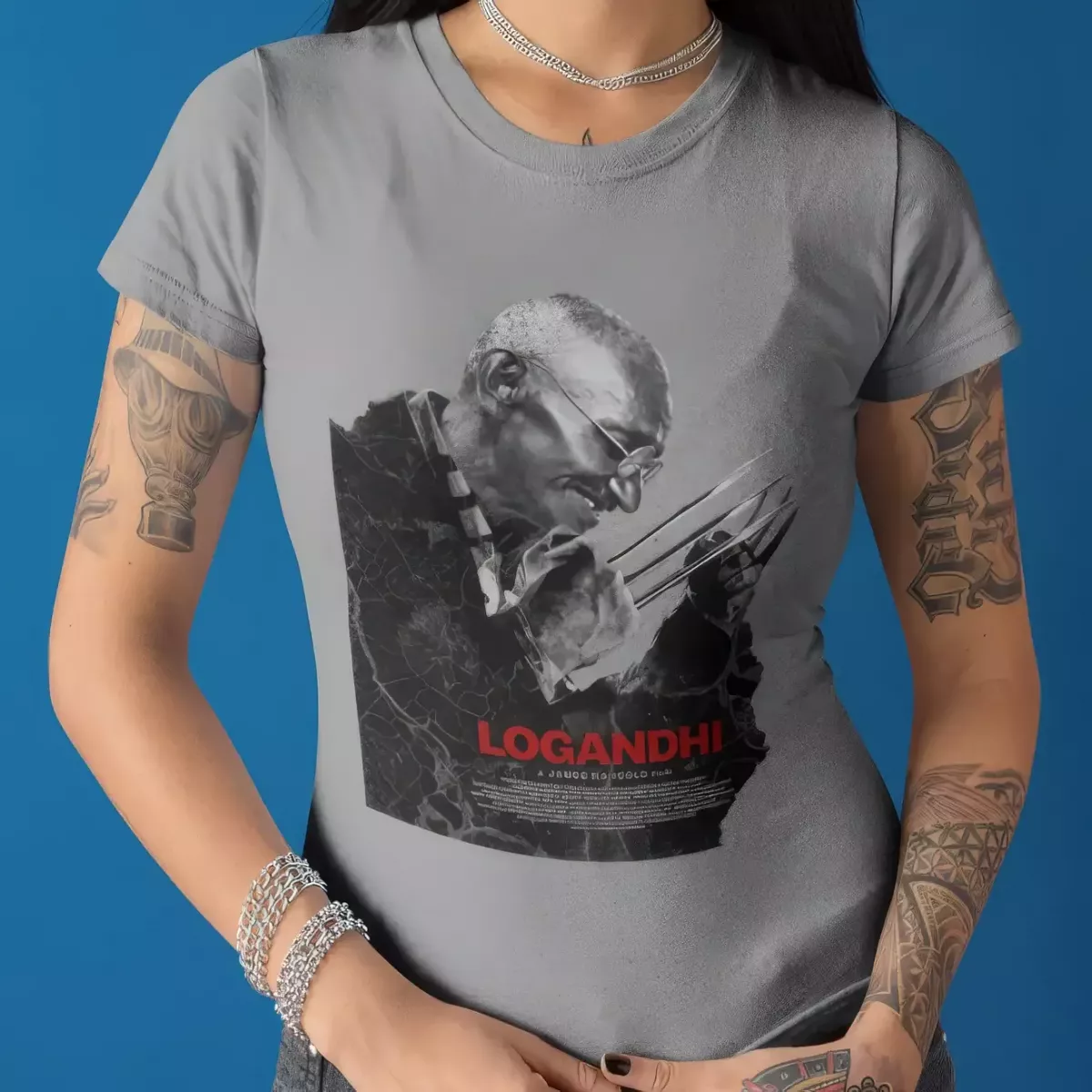 LOGANDHI t-shirt femme col rond 100% coton