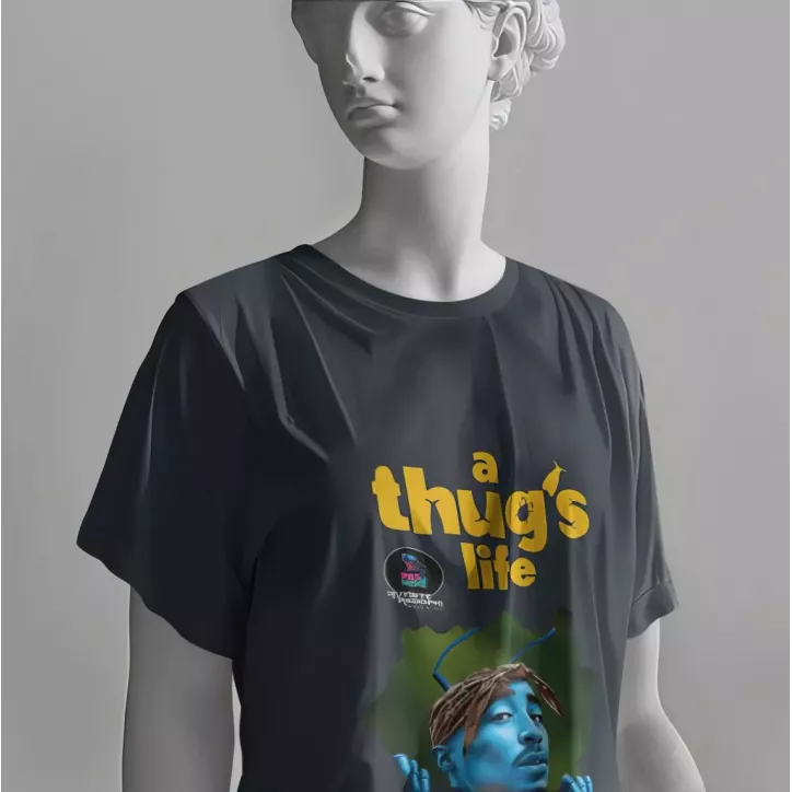 A THUG'S LIFE t-shirt femme col rond 100% coton