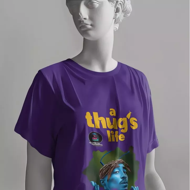 A THUG'S LIFE t-shirt femme col rond 100% coton