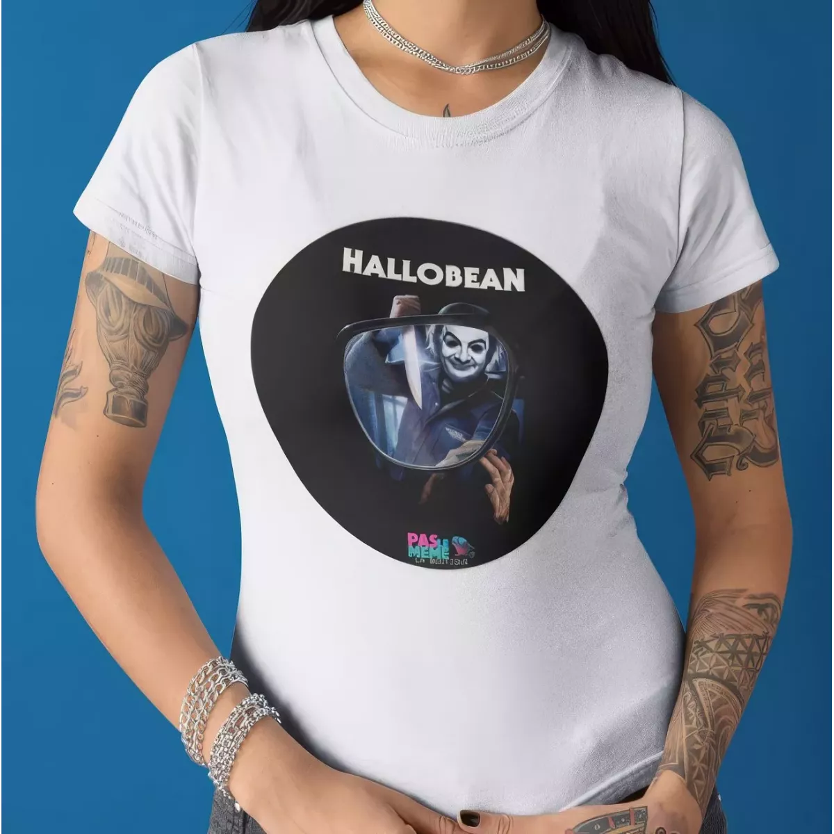 HALLOBEAN t-shirt femme col rond 100% coton