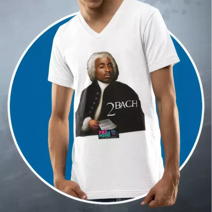 2 BACH t-shirt homme à col V 100% coton