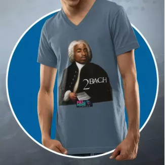 2 BACH t-shirt homme à col V 100% coton