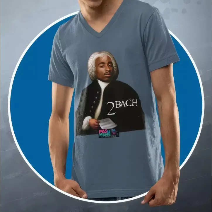 2 BACH t-shirt homme à col V 100% coton