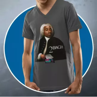 2 BACH t-shirt homme à col V 100% coton