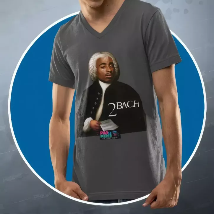 2 BACH t-shirt homme à col V 100% coton