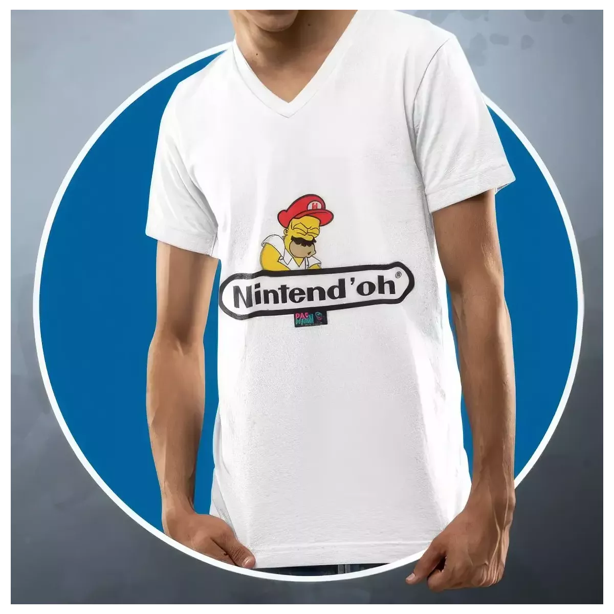 NINTEND'OH t-shirt col V homme 100% coton