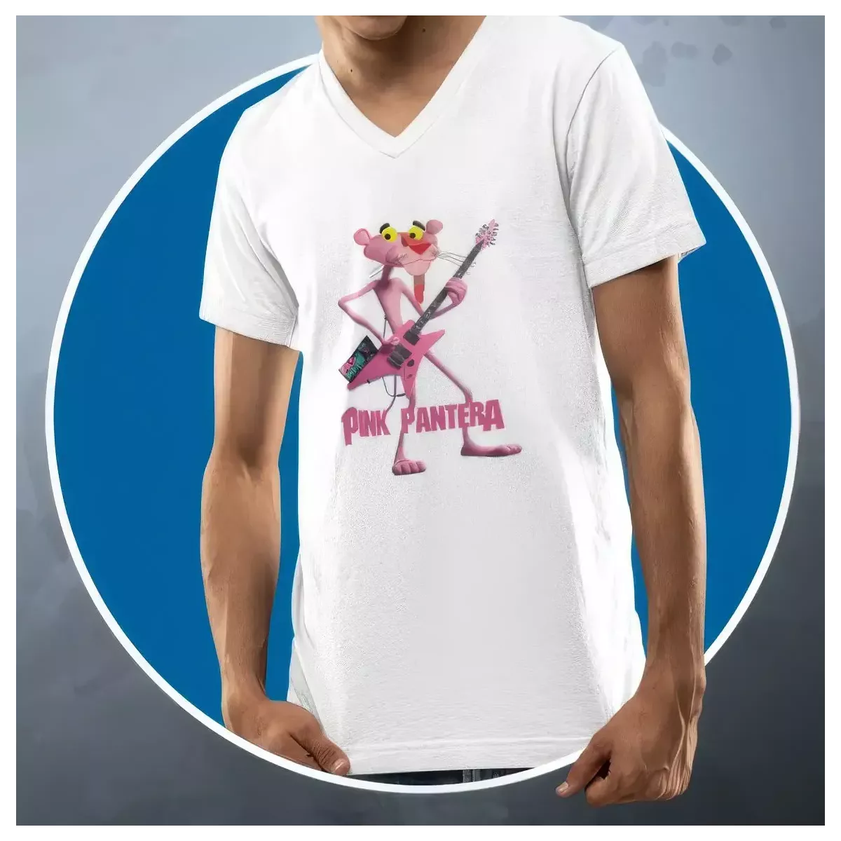 PINK PANTERA t-shirt homme col V 100% coton