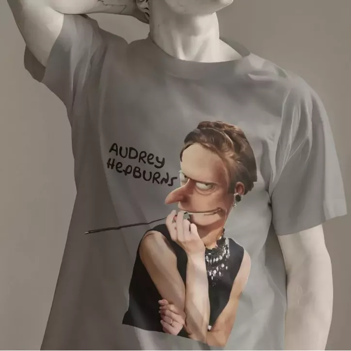 AUDREY HEPBURNS t-shirt homme col rond 100% coton