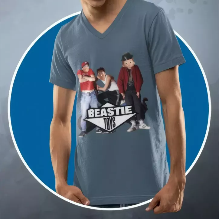 BEASTIE TOYS t-shirt homme col V 100% coton