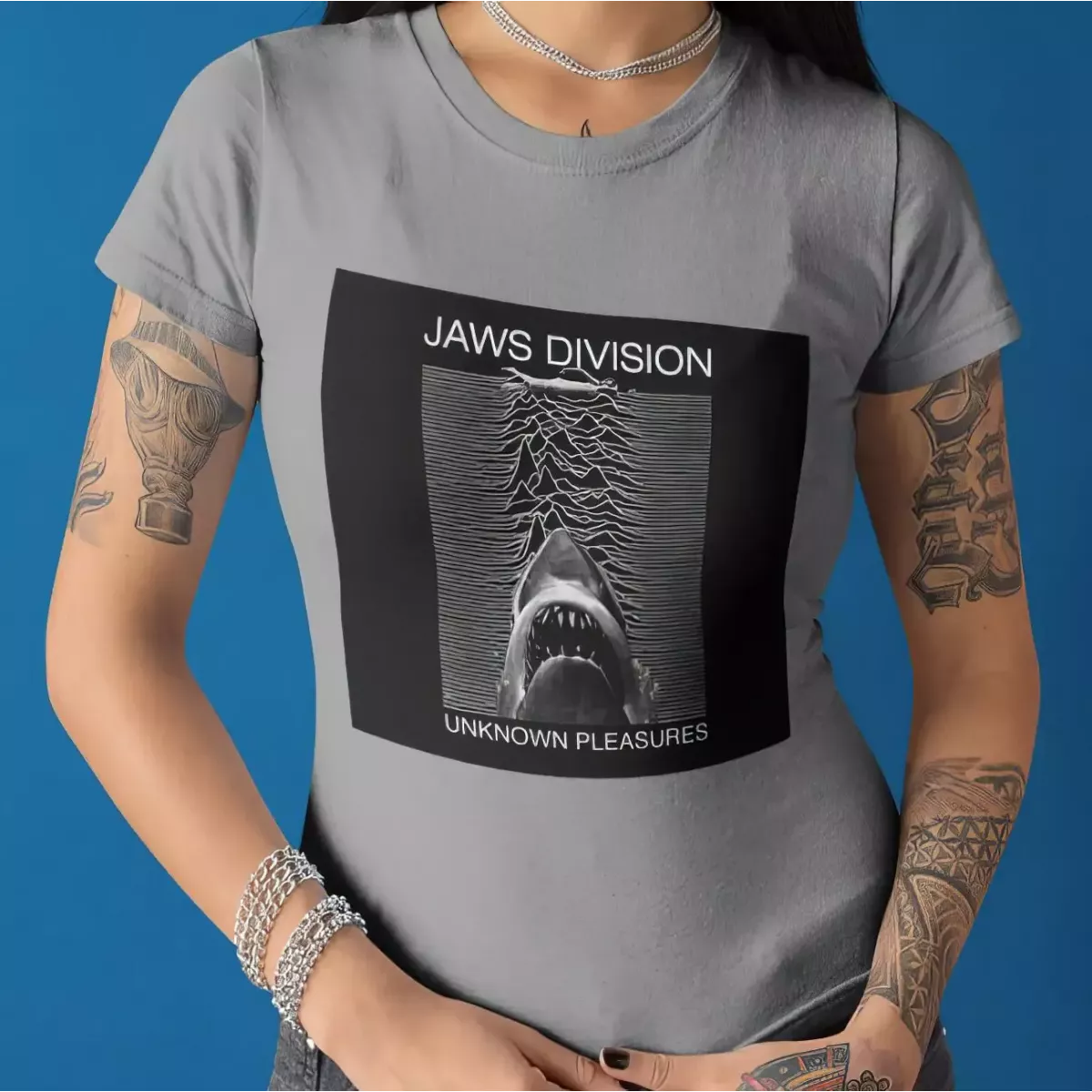 JAWS DIVISION t-shirt femme col rond 100% coton