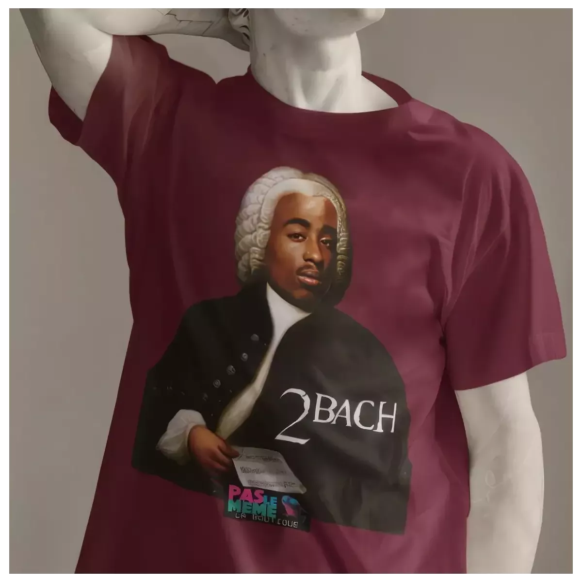 2 BACH t-shirt homme col rond 100% coton