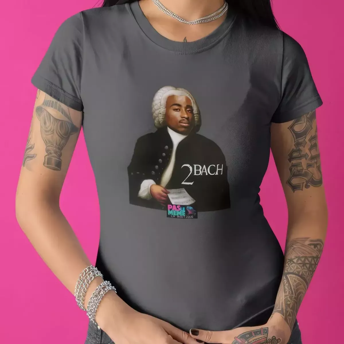 2 BACH t-shirt femme col rond 100% coton