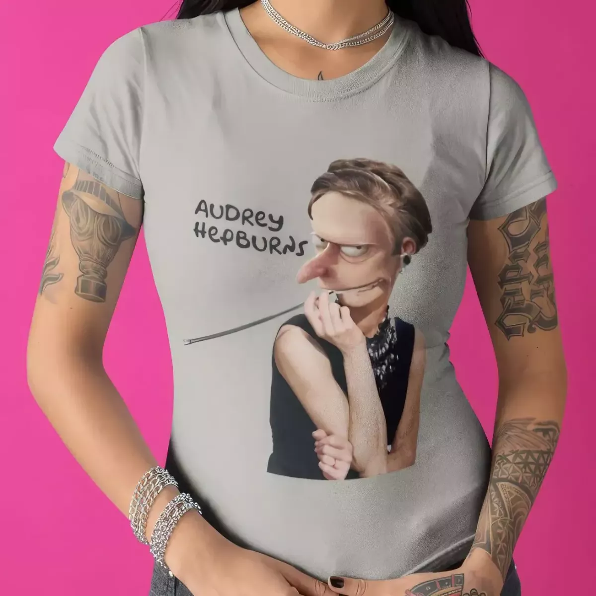 AUDREY HEPBURNS t-shirt femme col rond 100% coton