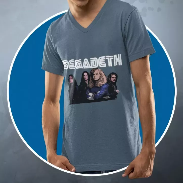 SEGADETH t-shirt col en V homme 100% coton